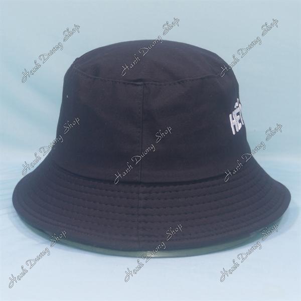 Nón tai bèo mũ bucket vành nhỏ thêu chữ Hết Tiền - Đen