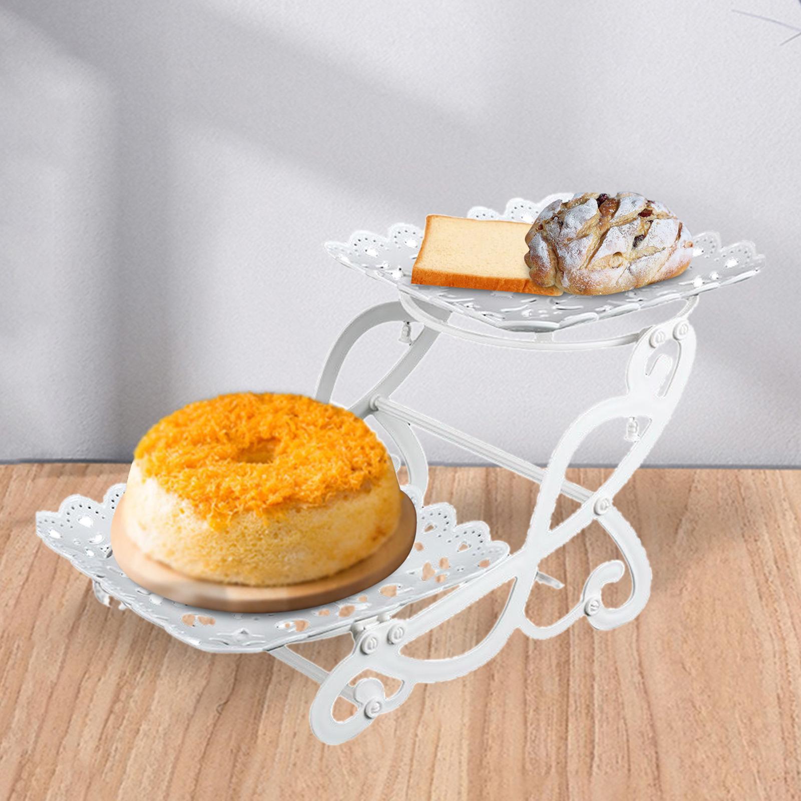 2 Tiers Cake Stand Snack Display Tray Dessert Tray for Dessert Afternoon Tea
