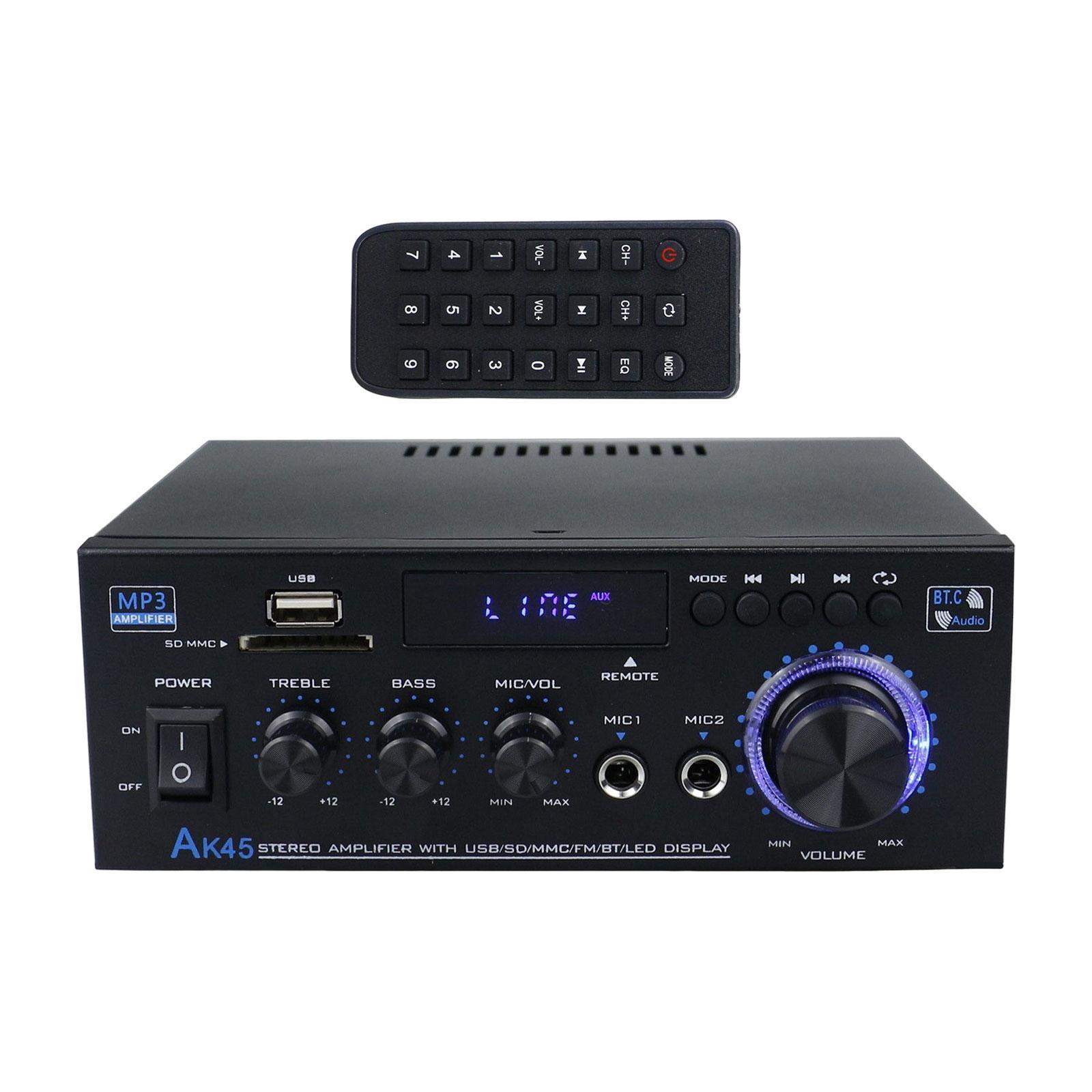 AK45 Audio Power Amplifier with Microphone 2.0 Channel HiFi Stereo Amplifier