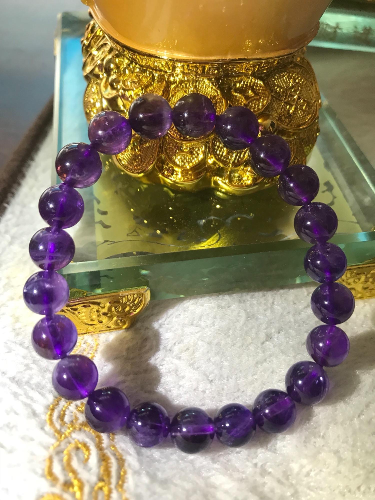 CHIẾC VÒNG MÀU TÍM THỦY CHUNG 8LY ĐÁ THẠCH ANH TÍM ĐẬM HÀNG ĐẸP THIÊN NHIÊN MẠNG HỎA MẠNG THỔ