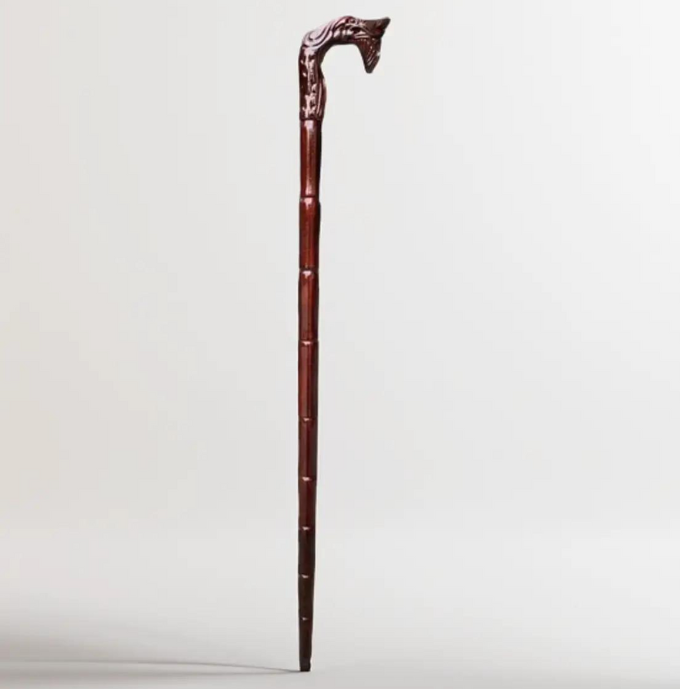 Combo  Batoong chống trượt cho người già -đầu rồng-gỗ xà cừ tự nhiên Cây xỏ giầy gỗ muồng đên 55cm