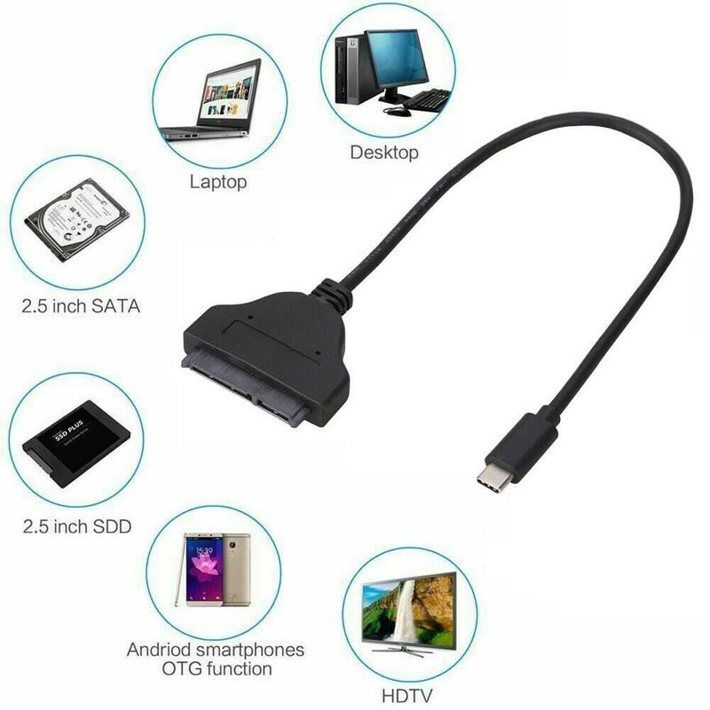 Cáp chuyển đổi USB Type-C to Sata cao cấp Tặng đèn LED