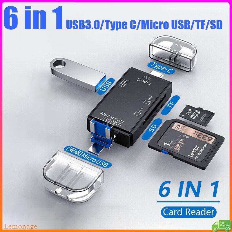 Đầu Đọc Thẻ Nhớ USB 3.0 6 Trong 1 Micro USB/U/Type C/TF/SD Đa Năng Cho Điện Thoại/Laptop