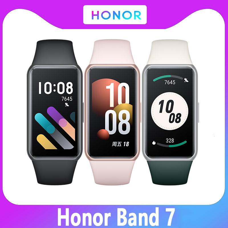 Phiên bản toàn cầu Đồng hồ thông minh Honor Band 7 Màn hình AMOLED 1.47 '' Vòng đeo thông minh 5ATM Theo dõi nhịp tim oxy trong máu Bluetooth 5.0 Màu sắc: Xanh lục Dây đeo màu cam