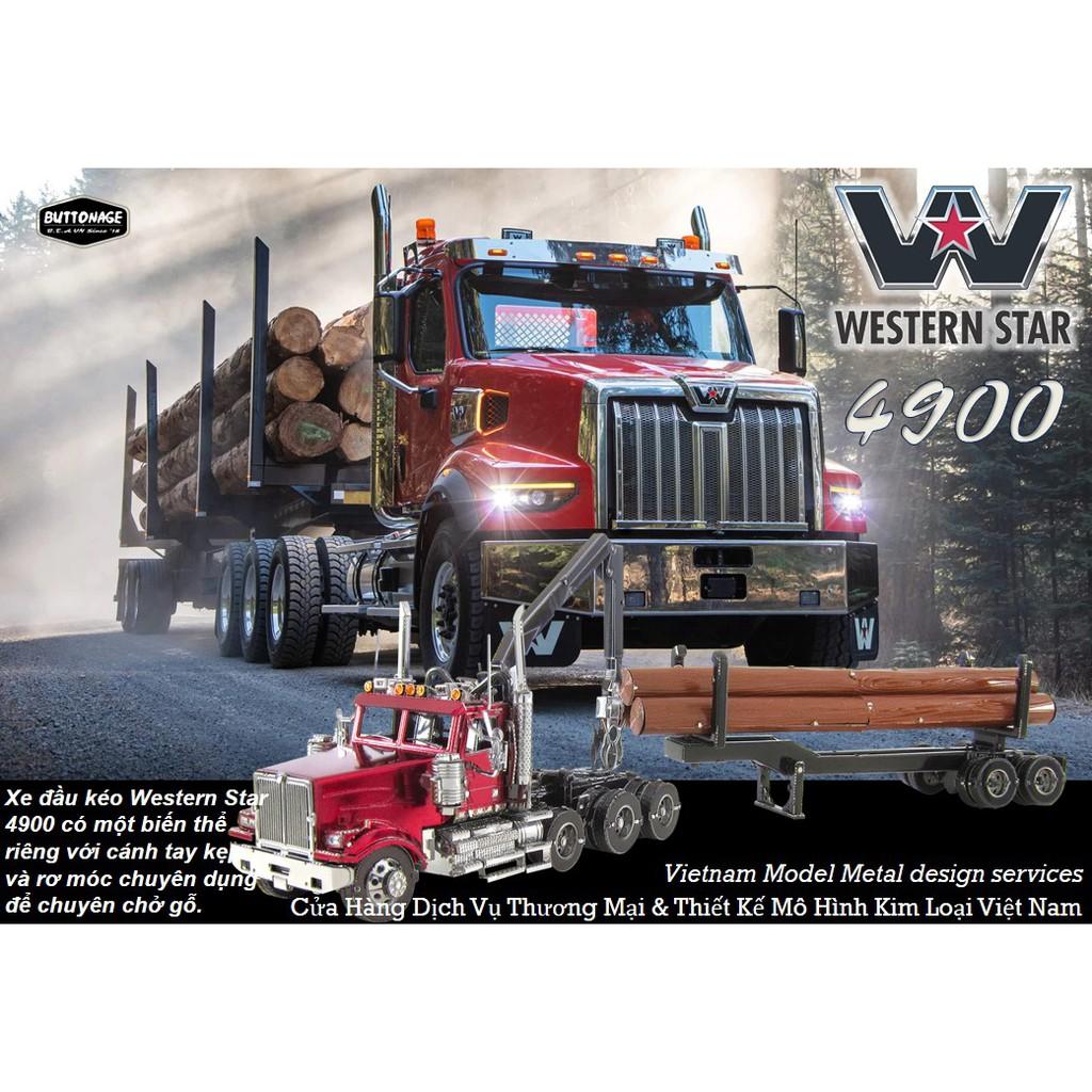 Mô Hình Lắp Ráp 3d Xe đầu kéo Western Star 4900 với rơ móc