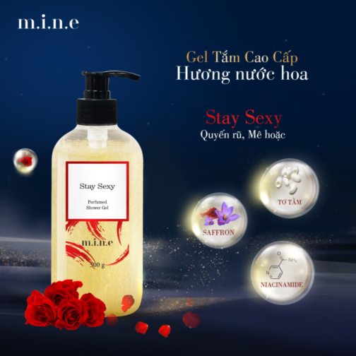 Gel tắm sáng da nhũ vàng hương nước hoa Mine – Stay Sexy (Shower gel skin brightening emulsion yellow incense perfume mine-stay sexy)