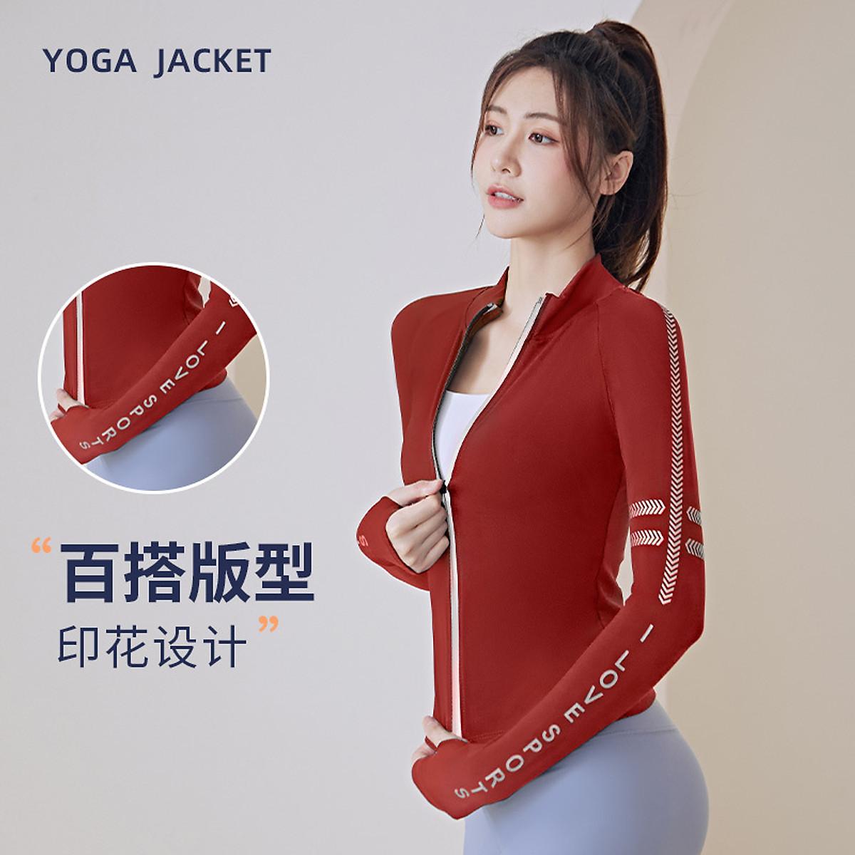 Áo Khoác Thể Thao Dài Tay Cổ Đứng Phối Khóa Kéo Chất Vải Khô Thoáng Nhanh - Đỏ