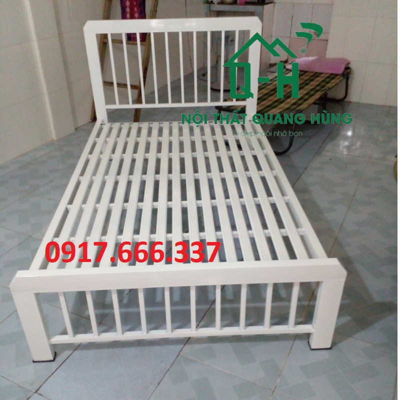 GIƯỜNG SẮT HỘP VUÔNG 4X8  1M2X2M MÀU TRẮNG DÀNH CHO GIA ĐÌNH