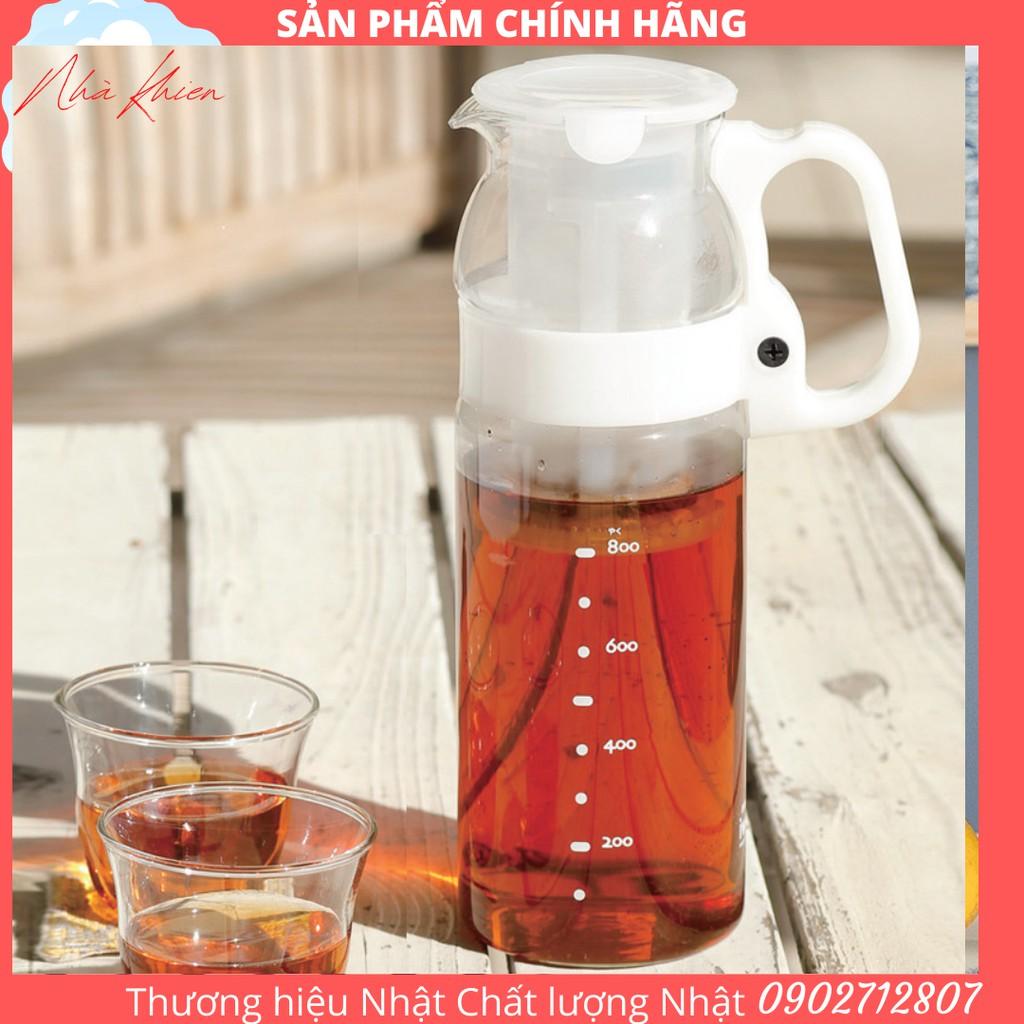 Bình nước thủy tinh Iwaki 1,3L tay cầm trắng