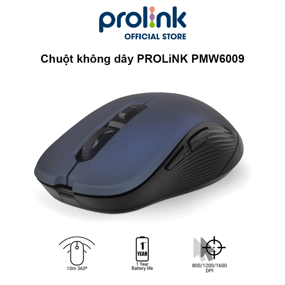 Chuột không dây PROLiNK PMW6009 độ nhạy cao, tiết kiệm pin dành cho PC, Macbook, Laptop - Hàng chính hãng