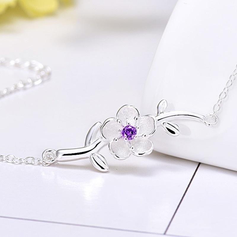 Vòng tay bạc kiểu dáng hoa đào xinh xắn phong cách Hàn Quốc mẫu 2 ANTA Jewelry - ATJ79014