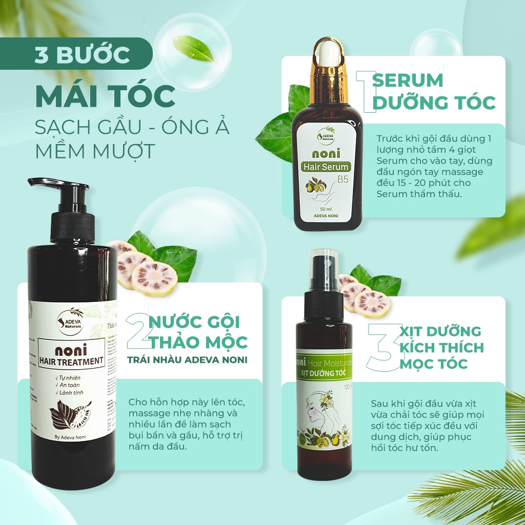 Dầu Gội Đầu Thảo Mộc ADEVA NONI HAIR TREATMENT, Giúp Làm Sạch Tự Nhiên, Giảm Gàu Và Nấm Da Đầu 500ML