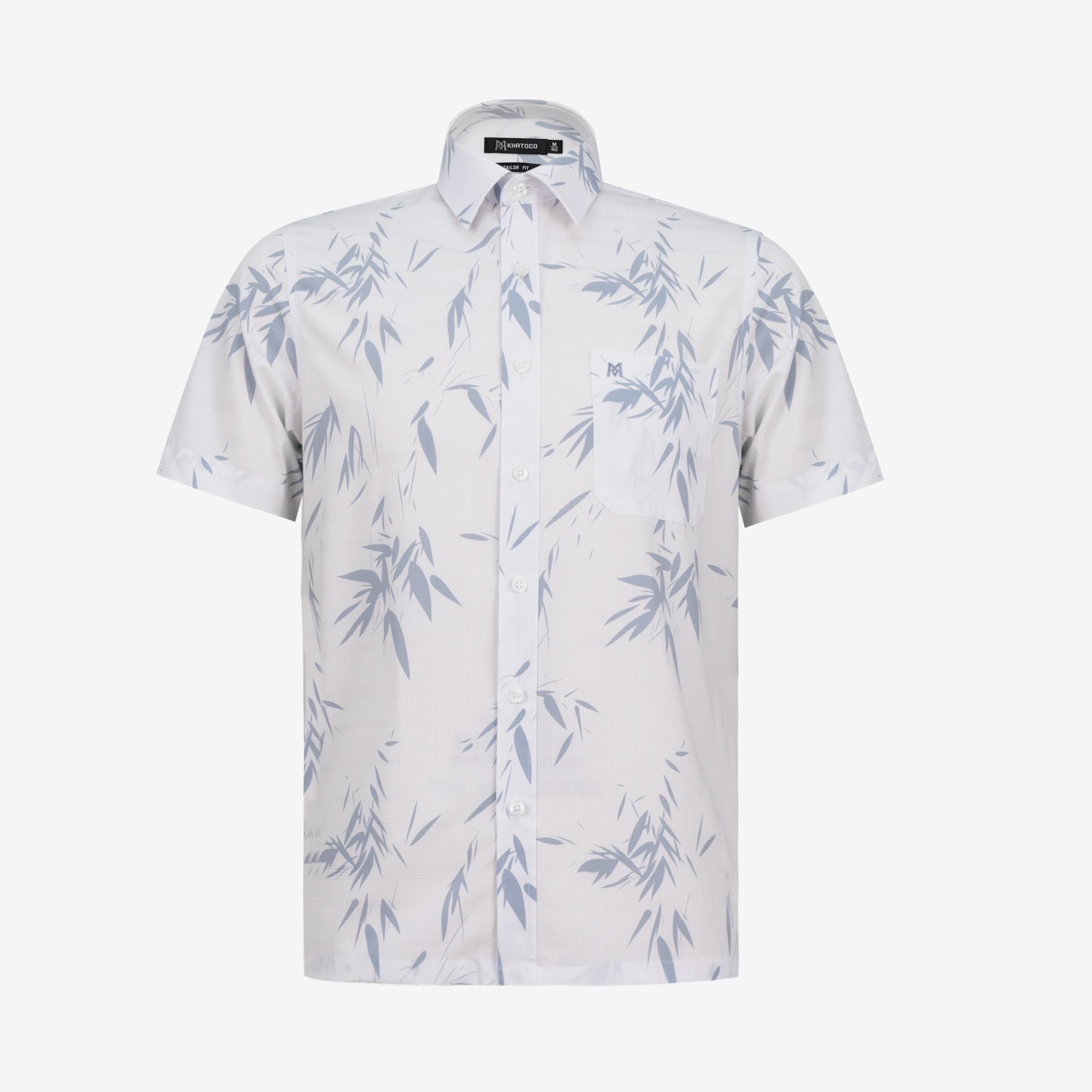 Áo sơ mi nam KHATOCO Tailor Fit ngắn tay A1MN518T2-CNIN727-2703-N