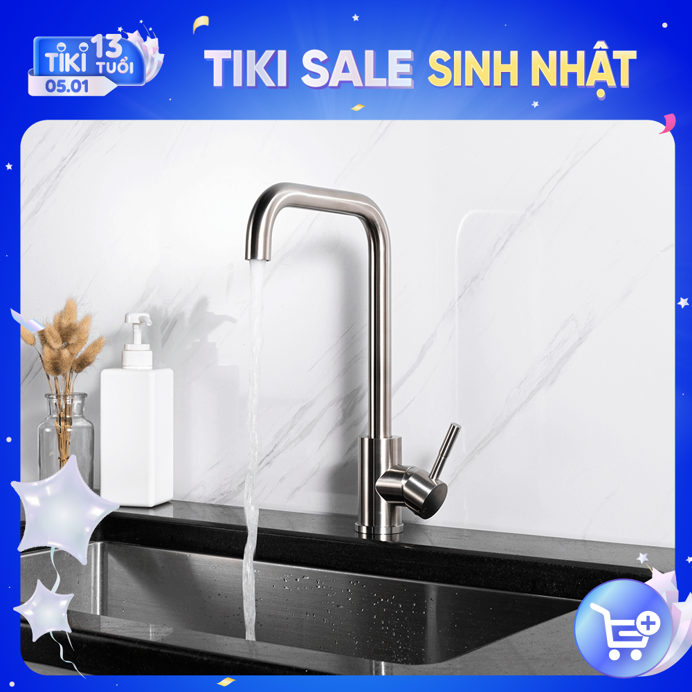 Vòi Rửa Chén Nóng Lạnh Ecalite EF-K128S - Inox 304 Siêu Bền - Cổ Xoay 360 Độ - Hàng Chính Hãng