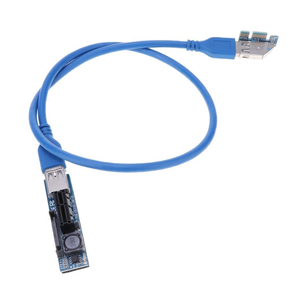 Pcie Express PCI-E 1X to 1X Extender Riser Card Adapter USB 3.0 Cable 0.6M