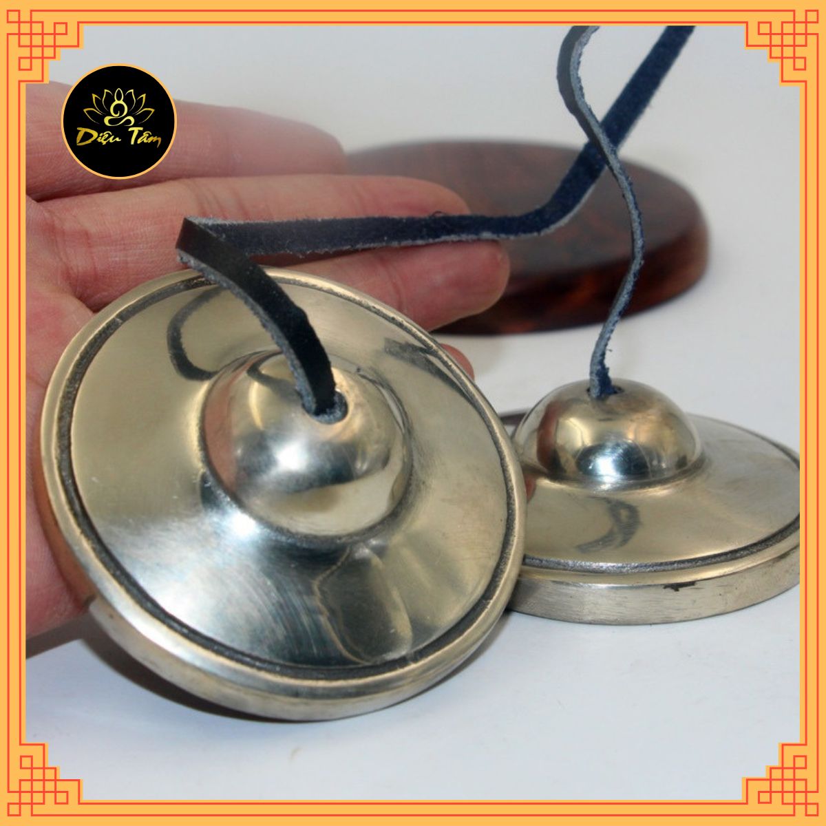 Chuông thiền Tây Tạng Tingsha Cymsha Cymbals Chiêng đồng thủ công Mật tông Chuông Yoga Chập Cheng Chũm Chọe kèm bao gấm