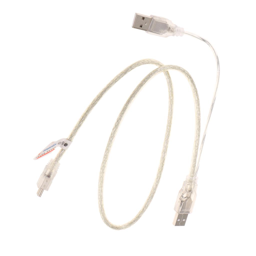 USB 2.0 Two A Type Male to Mini 5 Pin Male Y Cable For Mobile Hard Disk