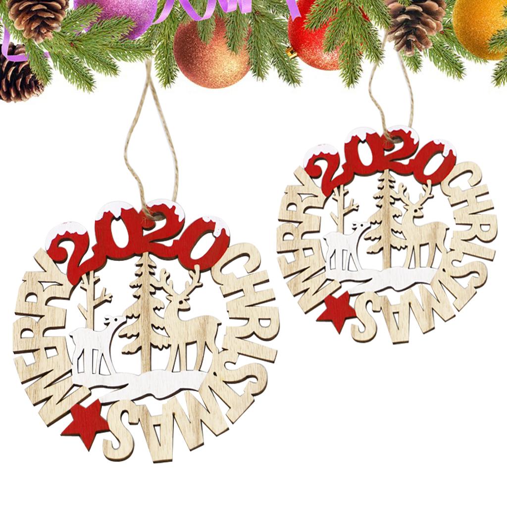 2020 Năm Mới Xmas Gỗ Mặt Dây Chuyền Cây Giáng Sinh Gỗ Thủ Công Giáng Sinh Trang Trí