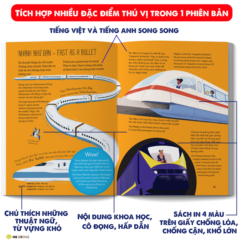 Wow! Vehicles: Những sự thật đáng kinh ngạc về Phương tiện giao thông- Sách Bách khoa toàn thư Song ngữ cho trẻ em