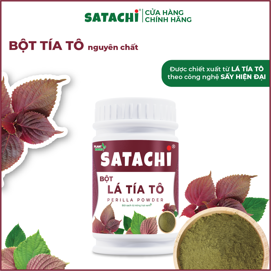 Bột Tía Tô SATACHI nguyên chất. Hỗ trợ điều trị bệnh gout, rối loạn mỡ máu, giải cảm, đẹp da. Hộp 218g