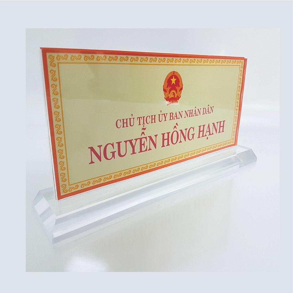 Biển chức danh mica chuẩn Đài Loan đế 15mm, thân 2mm các cỡ theo yêu cầu - 10x22cm( đế 15mm)