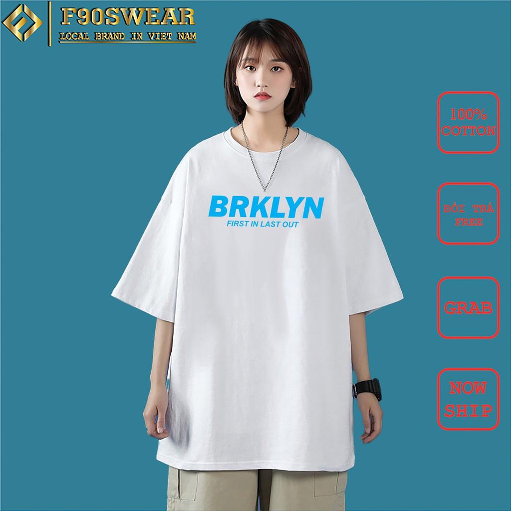 Áo thun tay lỡ 100% Cotton - Áo phông nam nữ tay lỡ form rộng, thun nam nữ in BRKLYN chất cotton co giãn 4 chiều cực mát