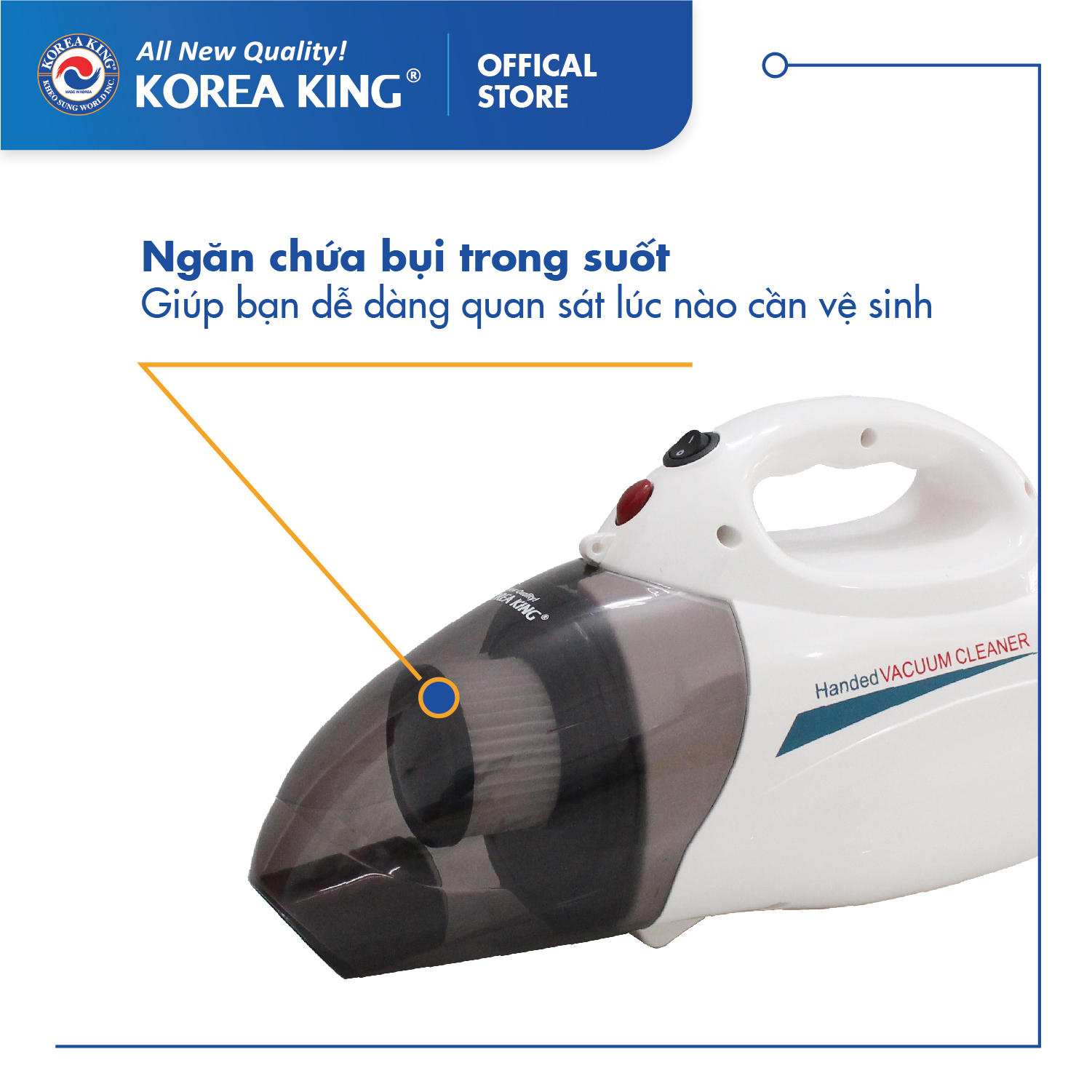 Máy hút bụi cầm tay Korea King PDG-666 (220v/50Hz,1000W, màu xanh trắng, 2 chức năng hút thổi) - Hàng chính hãng