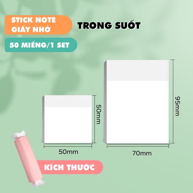 Sticker note giấy nhớ ghi chú trong suốt hàn quốc cho học tập, văn phòng tiện lợi xinh xắn độc đáo BINGO STORE