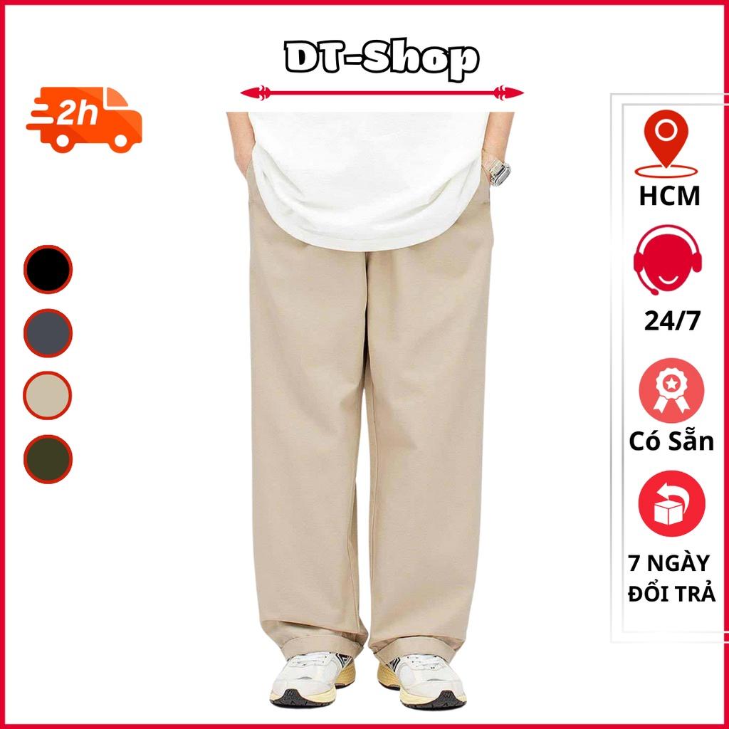 Quần Baggy Kaki Unisex Basic nam nữ cạp chun ống rộng phong cách Hàn Quốc