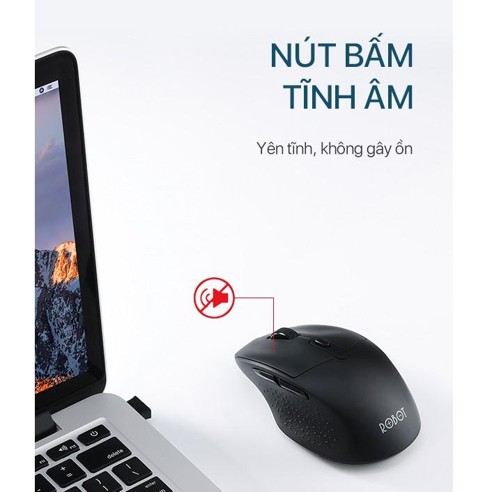 Chuột Máy Tính Không Dây ROBOT 2.4G Tĩnh Âm Cực Nhạy, Có Kèm Pin - Hàng Chính Hãng