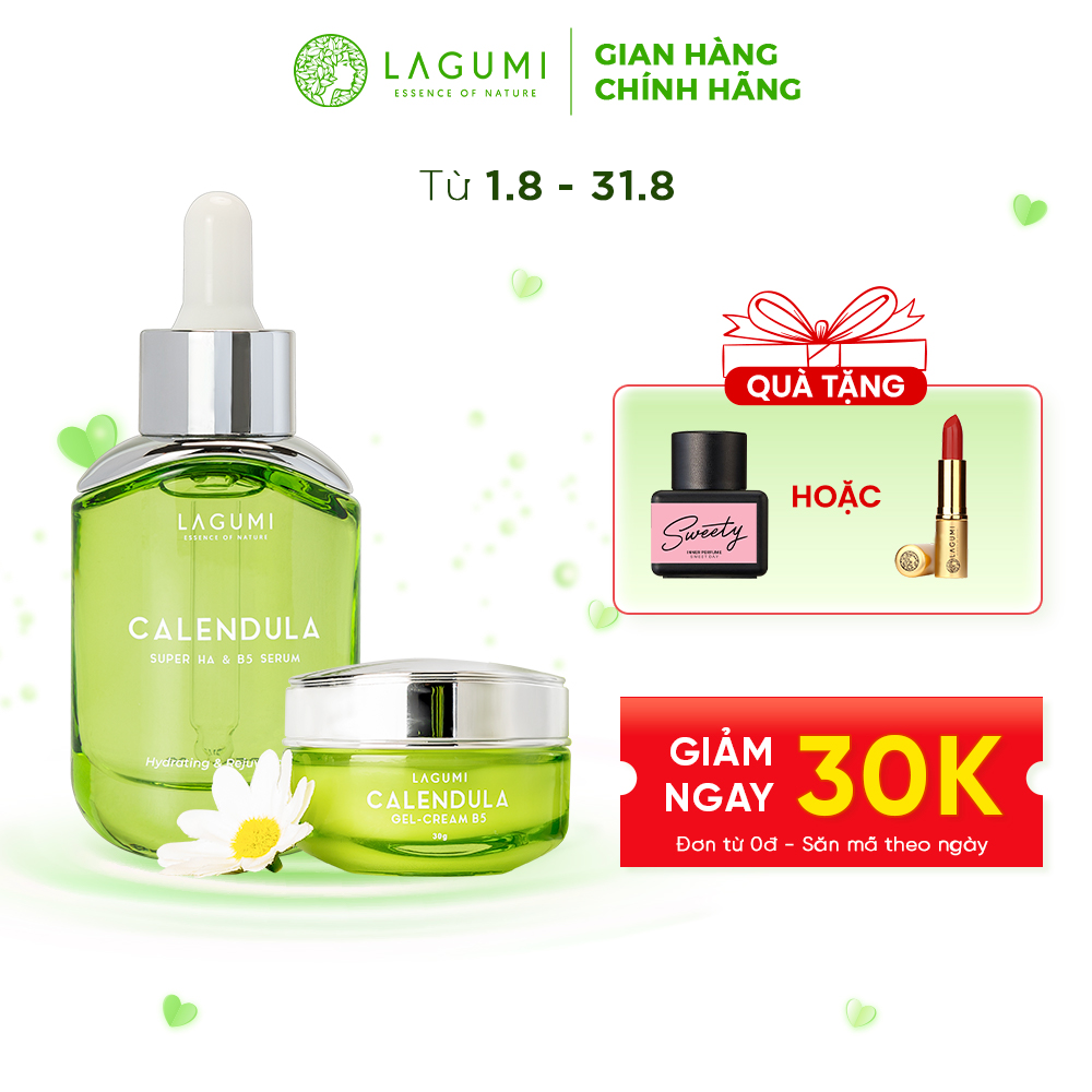 Bộ serum, kem dưỡng Lagumi cho da dầu, mụn với thành phần B5, Calendula, Super HA giảm mụn, cấp ẩm, sáng da