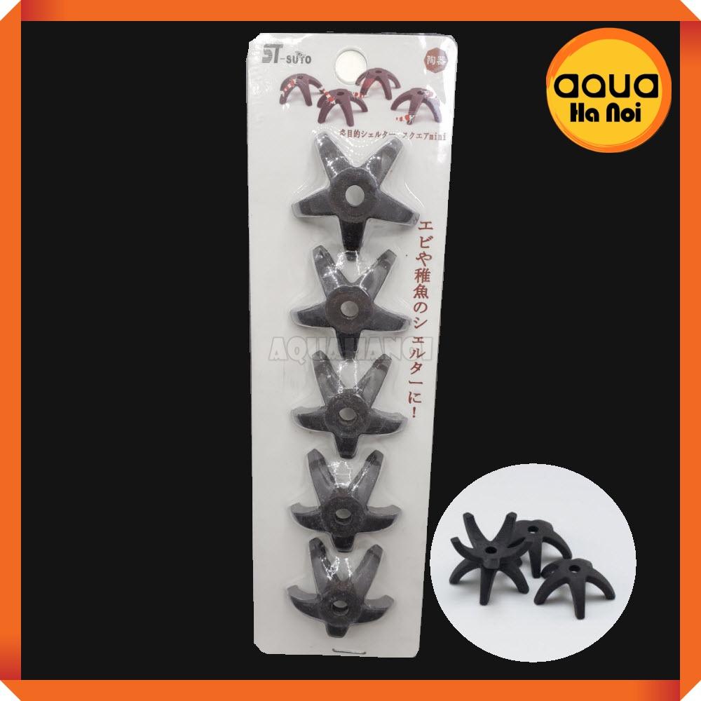 Đồ chơi tép cảnh bằng gốm - Sứ hình ngôi sao - Vỉ 5 cái - Trang trí hồ cá tép cảnh, giúp tép trú ẩn xả stress