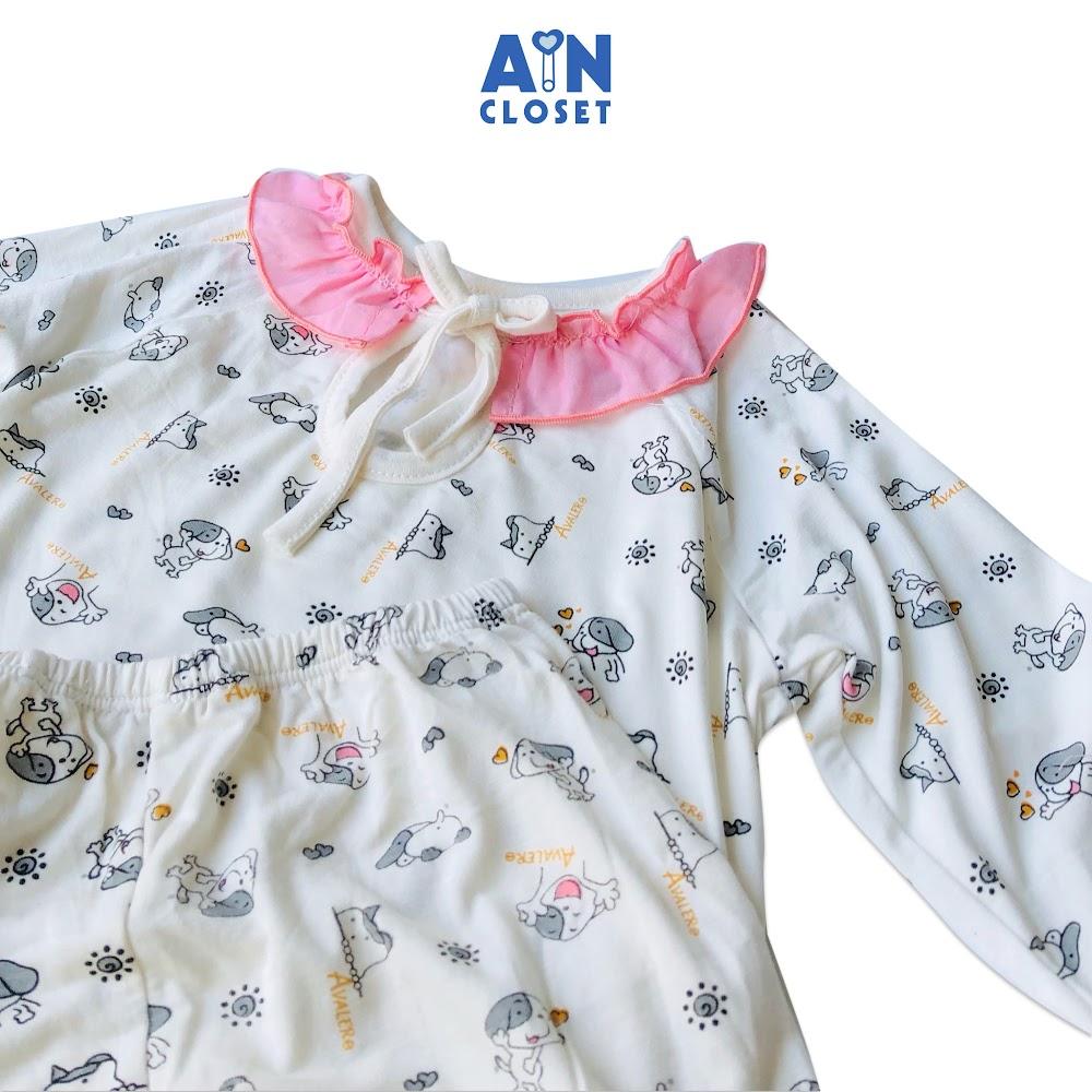 Bộ quần áo dài bé gái họa tiết Cún xám thun cotton - AICDBG1XHAZE - AIN Closet