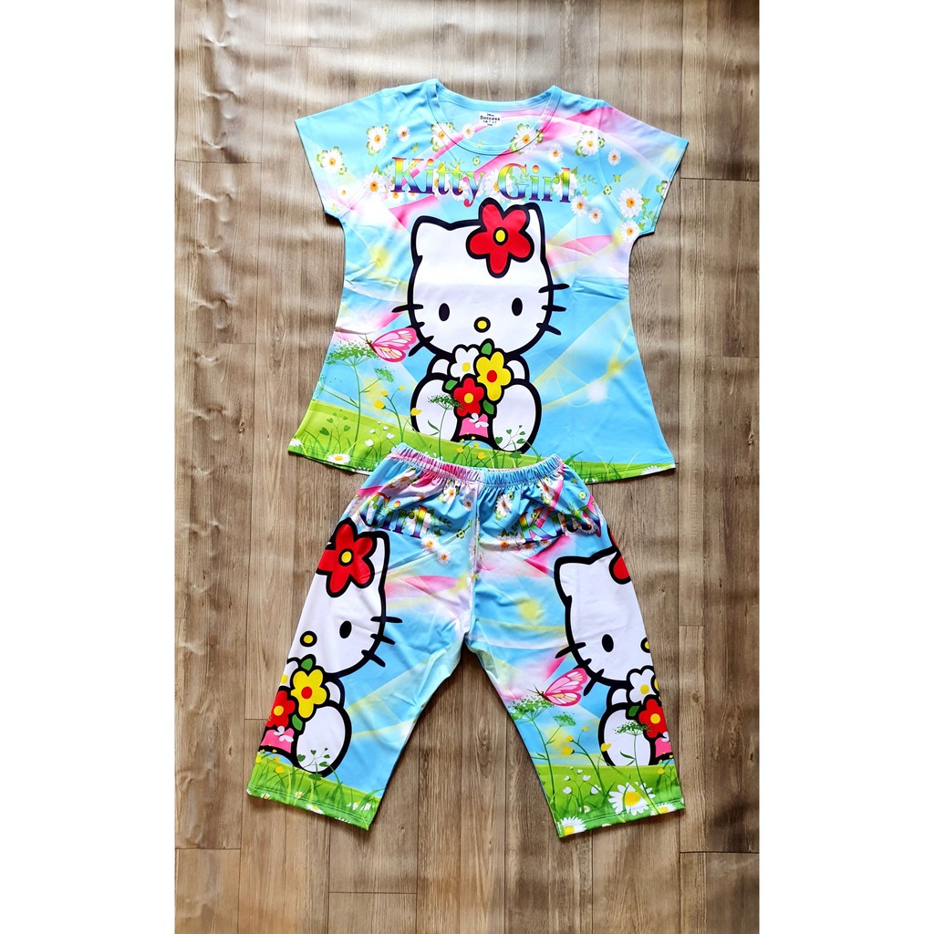 ĐỒ BỘ THUN LẠNH KITTY CHO BÉ GÁI SIZE 30-40KG