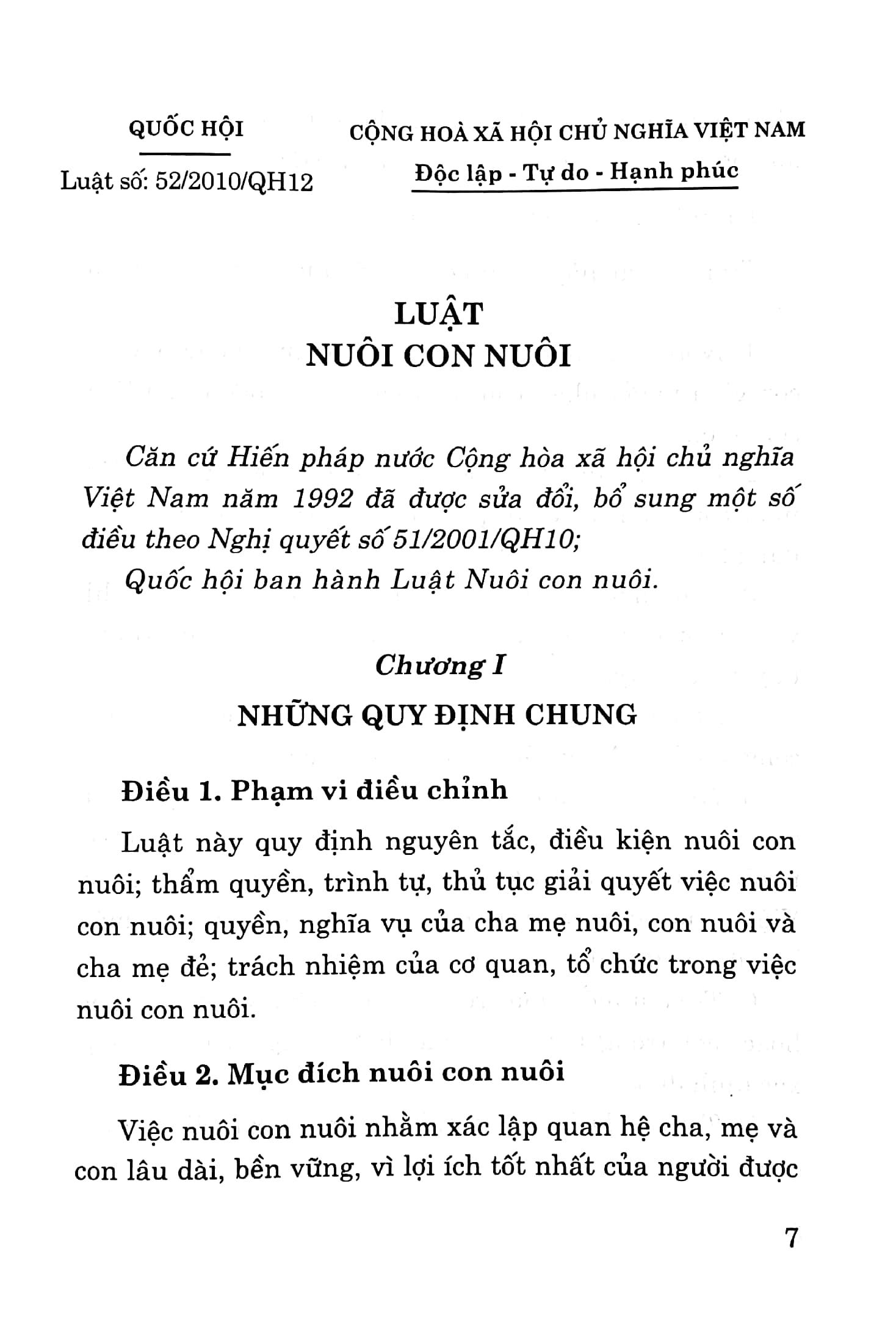 Luật Nuôi Con Nuôi (Hiện Hành)