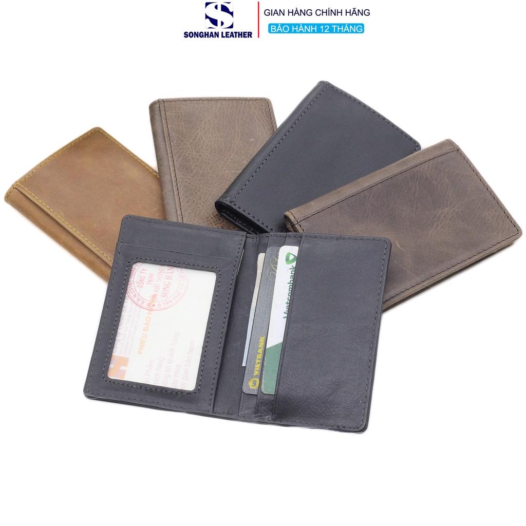 Hình ảnh Ví Dựng Thẻ Card Holder Nam Nữ Da Bò Thật Cao Cấp Nhỏ Gọn Gập Đôi Nhiều Ngăn Songhan Leather WL02 BH 12 Tháng