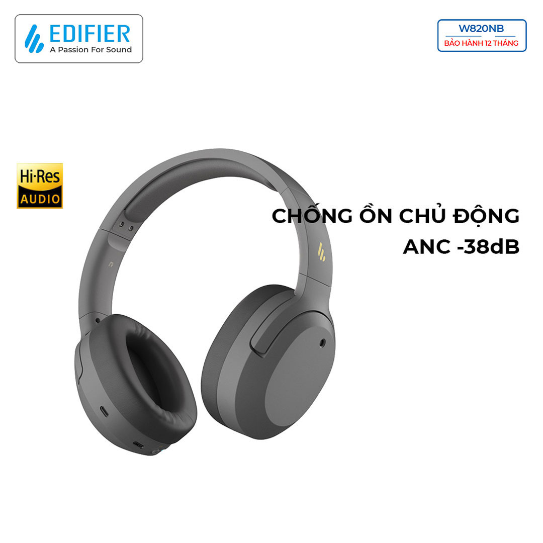 Tai nghe bluetooth 5.0 EDIFIER W820NB Âm thanh chất lượng cao Hires Audio Chống ồn chủ động Chơi game- Hàng chính hãng