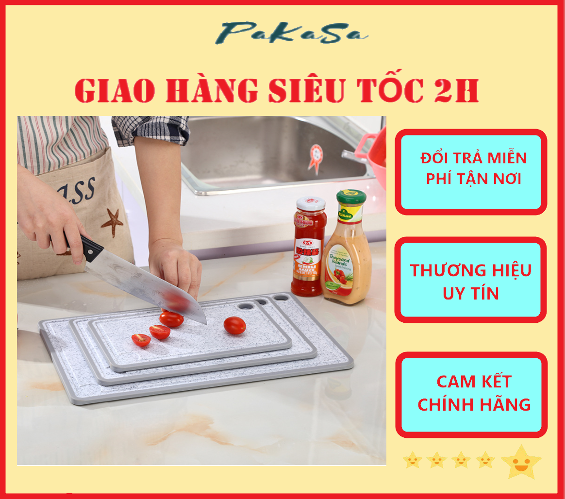 Thớt Nhựa Thiết Kế Giả Đá , Gọn Nhẹ Có Lỗ Móc Treo, Dễ Dàng Lau Chùi Vệ Sinh - Hàng Loại 1 Chính Hãng ( Giao màu ngẫu nhiên)