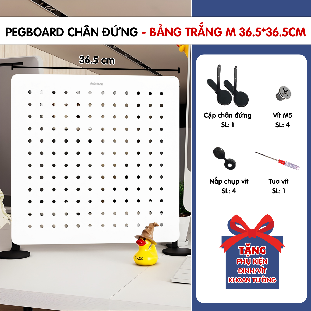 Bảng lỗ Pegboard Dola Home cao cấp dạng chân đứng để bàn để dụng cụ làm việc, tai nghe, mô hình, bàn phím, laptop