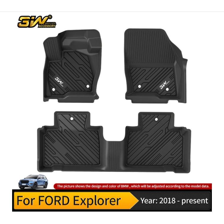 Thảm lót sàn xe ô tô Ford Explorer 2020 - đến nay Nhãn hiệu Macsim 3W chất liệu nhựa TPE đúc khuôn cao cấp - màu đen