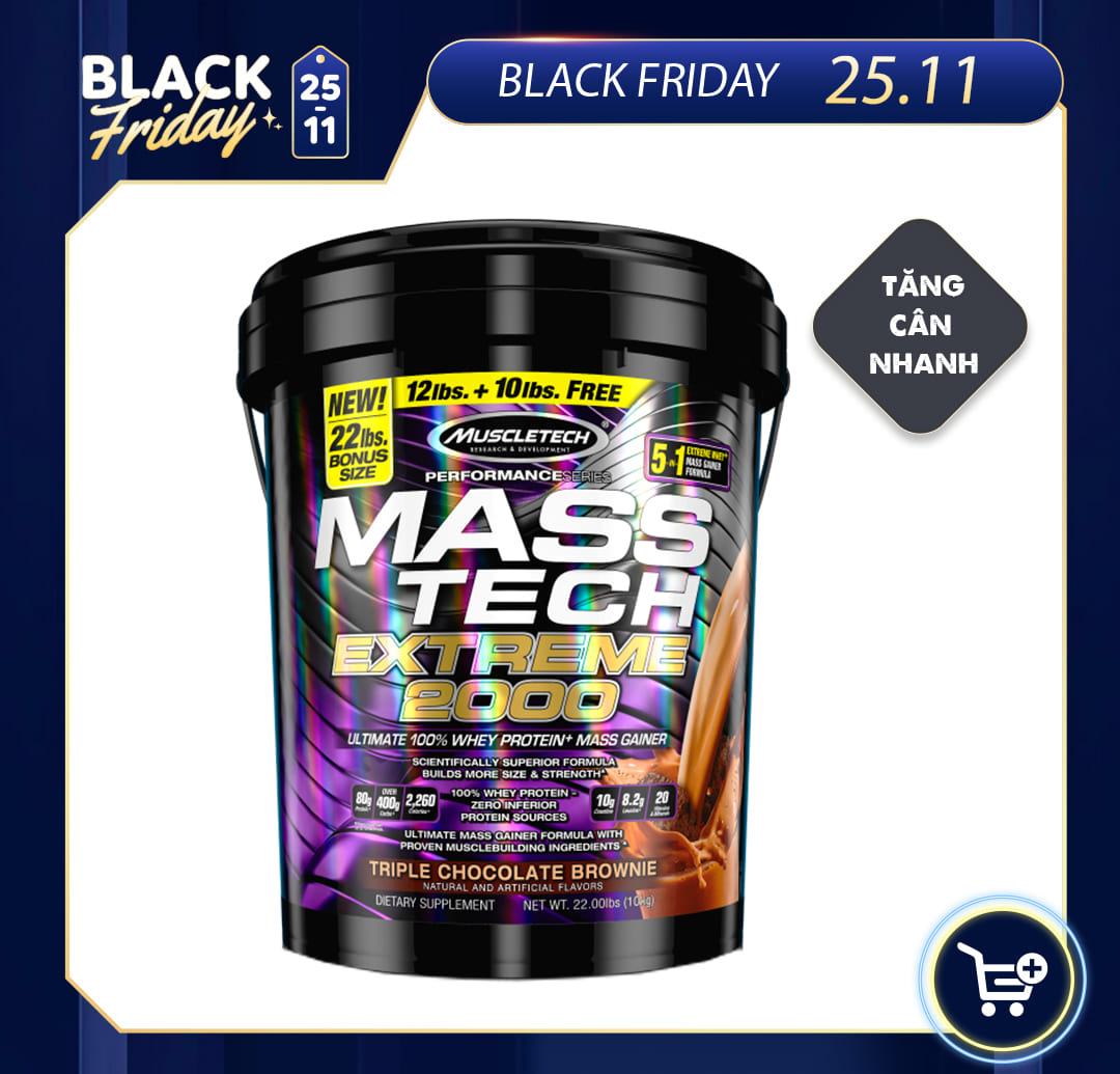 Sữa tăng cân MASS TECH EXTREME 2000 của MuscleTech hương chocolate thùng 10kg