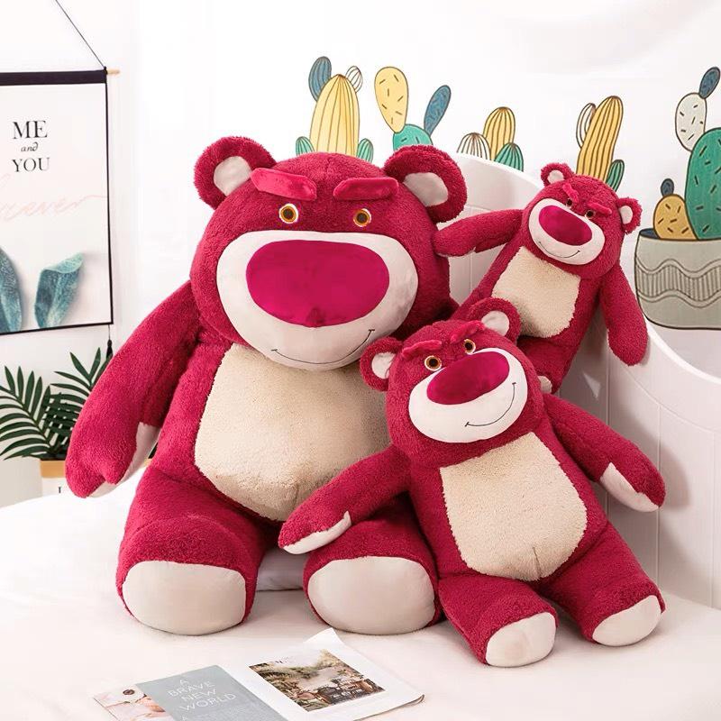 Gấu Bông LOTSO HUGGIN BEAR Lông Xù Tai Dâu Mặt Cau Có Kích Thước 25cm - 35cm - 45cm Panda Store