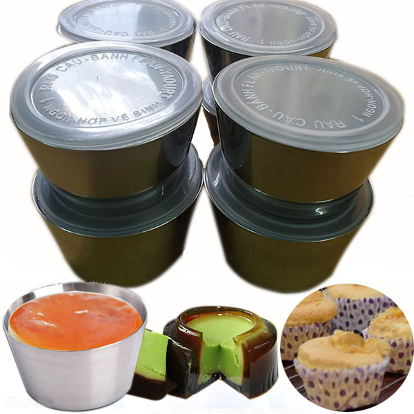Bộ 10 Khuôn Làm Bánh Inox 304 Có Nắp Làm Bánh Flan , Rau Câu , Cupcake, Làm Đá Không Gỉ