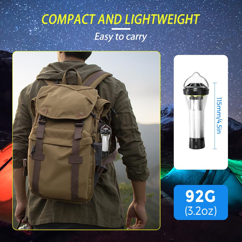 USB Rechargeable Flashlight Waterproof Camping Tent Light Magnetic Work Light with Tripod for Outdoor Camping Emergency