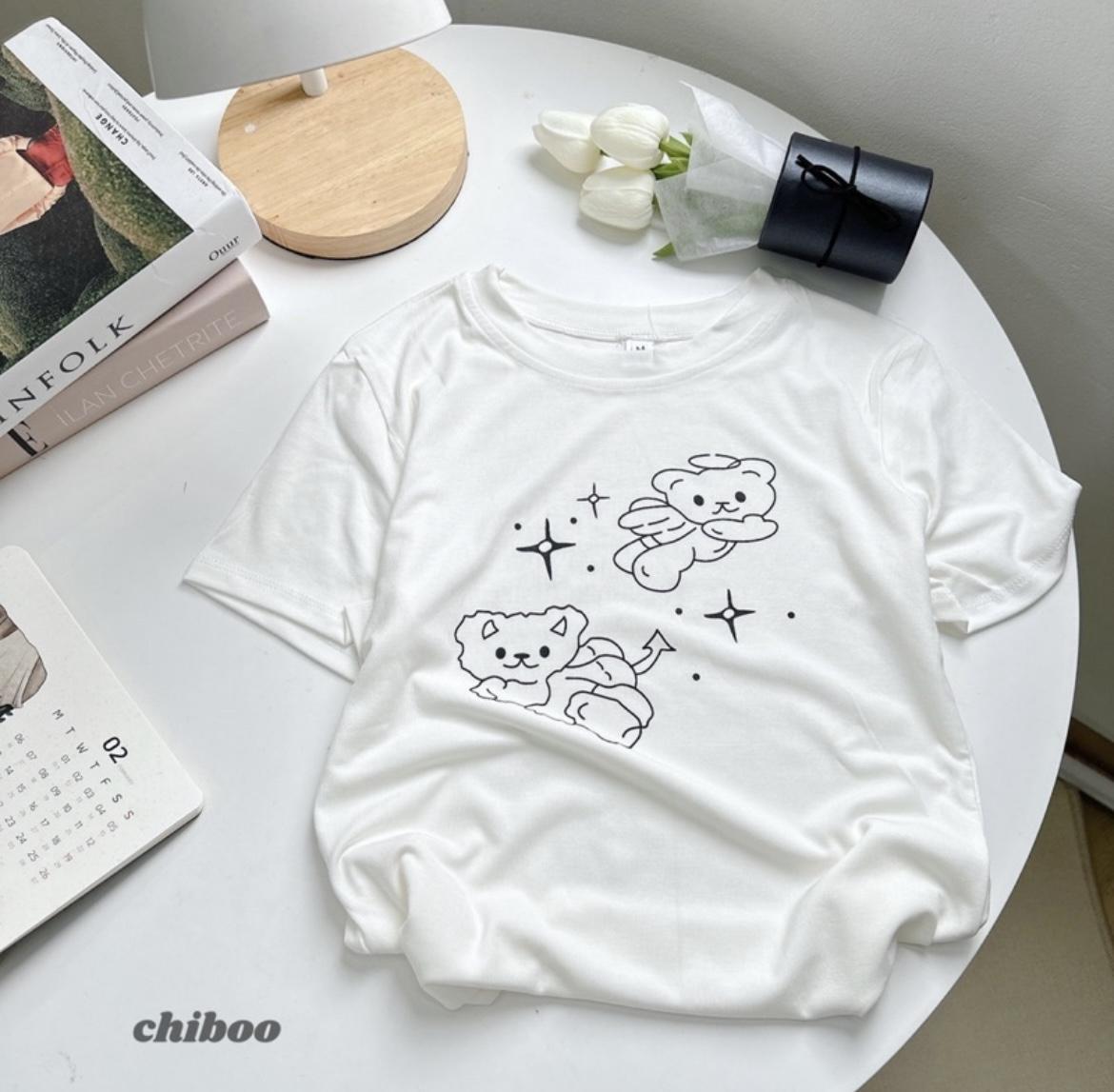 Áo Thun Baby Tee Tay Ngắn 2 Chú Gấu - Leda