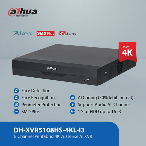 Đầu Ghi XVR Ai 8 Kênh DAHUA DH-XVR5108HS-4KL-I3 - Hàng chính hãng