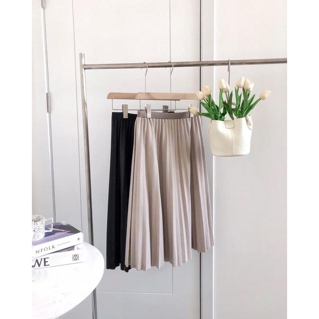 Chân váy dạ nữ xếp ly chun eo dáng dài v877815 by germe