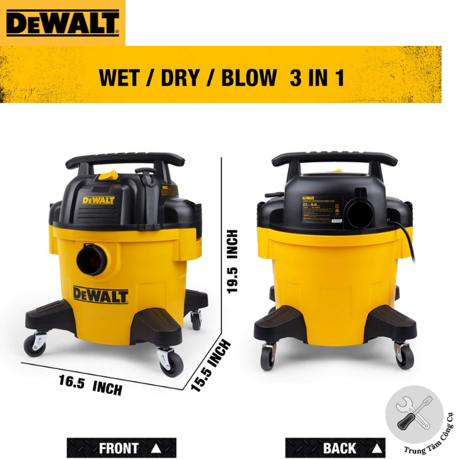 Máy hút bụi Công nghiệp 3 chức năng 23L Dewalt DXV23P - Hàng chính hãng