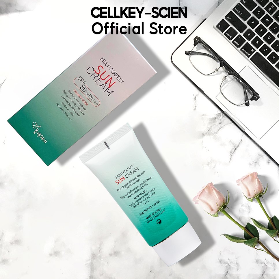 Combo Kem Nền Kem Chống Nắng Che Khuyết Điểm Kiềm Dầu Dưỡng Trắng Chống Nhăn Cho Da Nhạy Cảm Cellkey-Scien BB Sun Cream