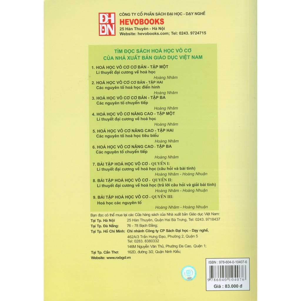 Hóa Học Vô Cơ Cơ Bản Tập 1 - Lí Thuyết Đại cương Về Hóa học